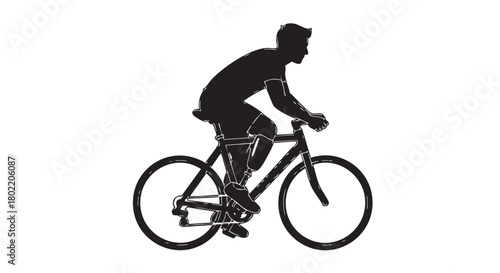 2. Man with prosthetic leg riding bicycle black silhouette vector
