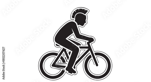 3. Man with mohawk riding bicycle black silhouette vector
