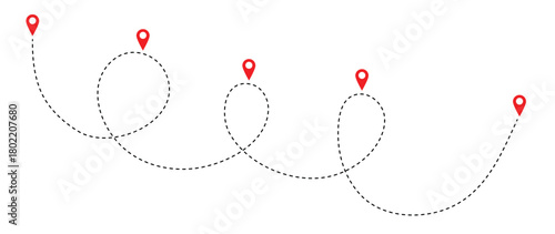 Dotted path with location points icon. isolated on white background. Travel vector icon. Fsolated on white background. Travel from start point and dotted line. 