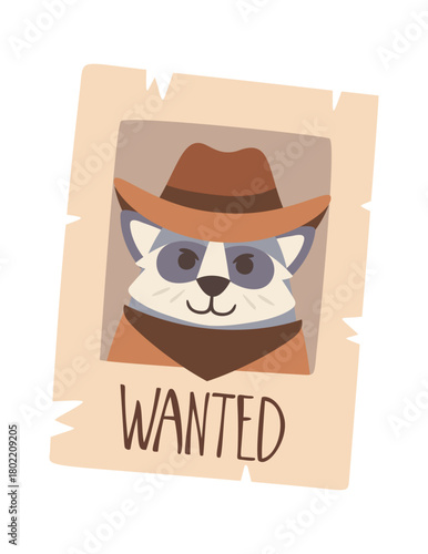 Raccoon bandit wanted poster design