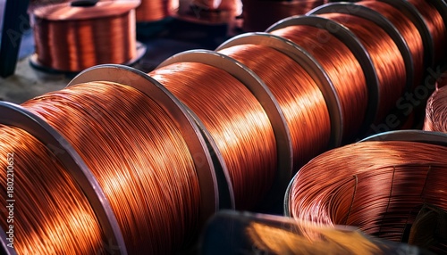 copper wire spools in storage