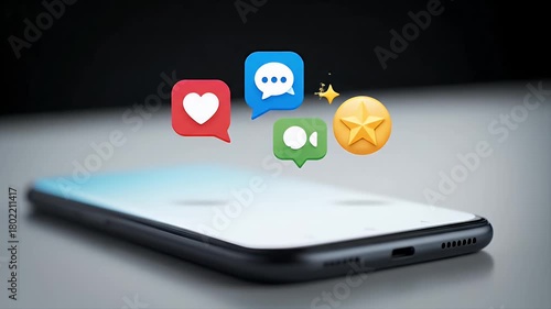 Wallpaper Mural Smartphone with Social Media Icons Floating on Light Surface in Soft Lighting Against Dark Gray Background Mobile Technology Concept Torontodigital.ca