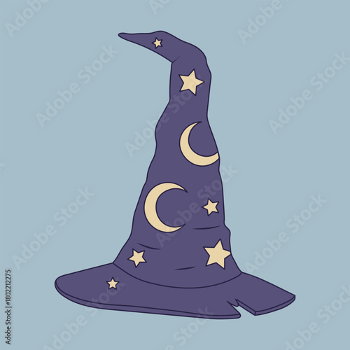 Magic Wizard Hat with Stars and Moon