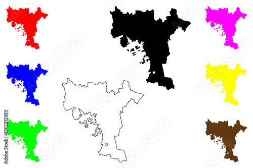 Oslo capital city (Kingdom of Norway) map vector illustration, scribble sketch Oslo map