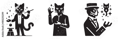 Magical Cat Illustrations: A Trio of Enchanting Designs.