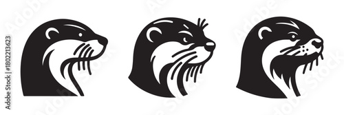 Otter Head Silhouette Collection: Artistic Designs and Illustrations.