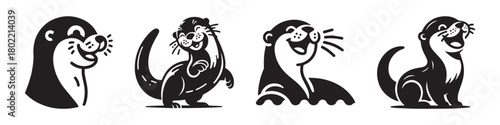 Otter Illustrations: Playful and Joyful Animal Designs in Black and White.