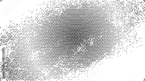 Retro game inspired pixel bitmap gradient with soft dither pattern and abstract halftone grid for creative design