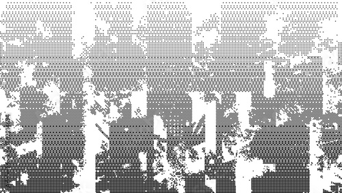 Arcade inspired bit dither texture with geometric halftone squares for retro pixel style graphic background