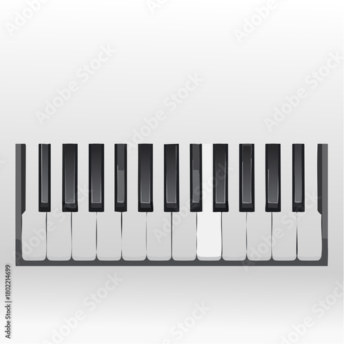 Minimalist digital illustration of piano keys on a neutral background suggesting musical expression