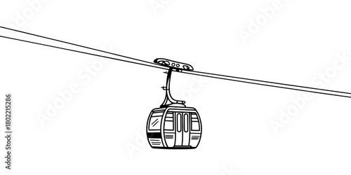 a suspended cable car, showing simple transport design and aerial travel concept.
