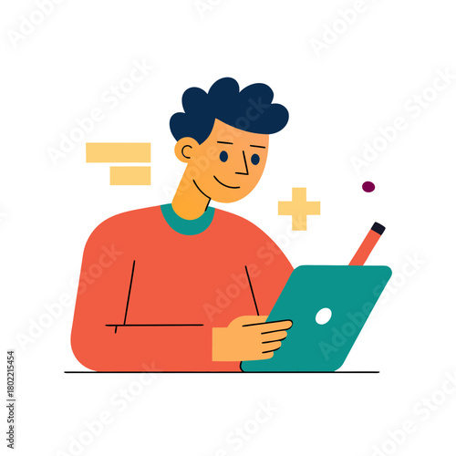 young designer sketching on tablet innovation con for web and graphic design