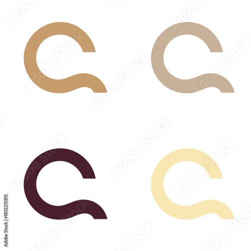 Abstract Wave-C Shapes in Color Grid  Minimalist Design Set.ai