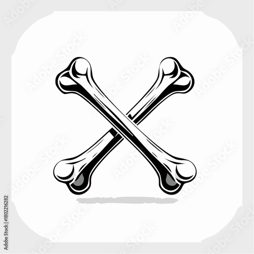 Crossed bones illustration with shadow creating a spooky halloween atmosphere, vector design element