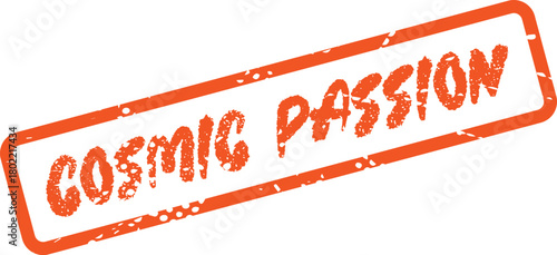 Cosmic Passion orange grungy rubber stamp impression with a simple border