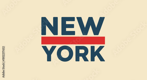 Vintage-style New York design featuring bold typography and retro color palette