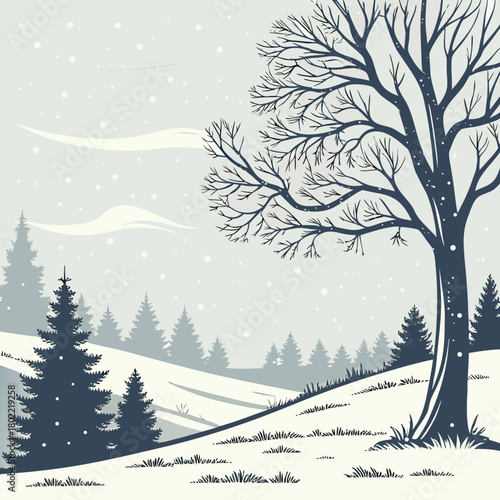 winter landscape with trees and snow
