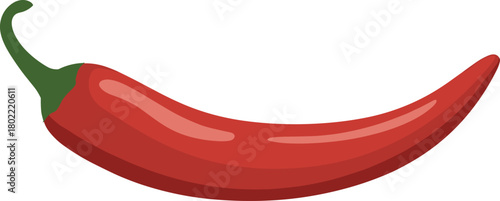 Simple Isolated Red Chili Pepper Vector Illustration, Essential Food Graphic Element for Culinary Design, Hot Spice, Mexican Cuisine, and Ingredient Labeling.