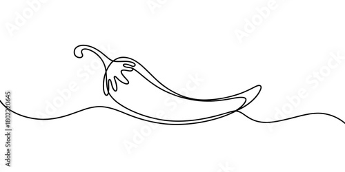 a chili pepper in black and white, ideal for food, spice, cooking, and minimalist design themes.