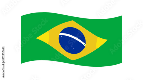 Illustration of the brazil flag with green background and yellow rhombus shape and blue circle