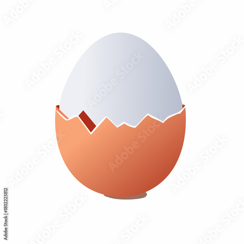 Conceptual simplicity: A clean illustration of an egg with a broken shell and white yolk