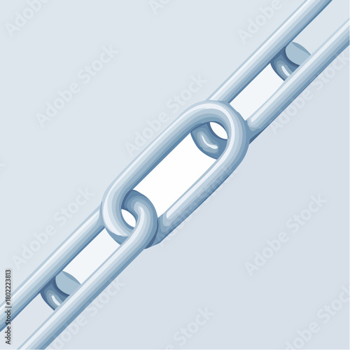 Depiction of a metallic chain link showcasing strength, connectivity, and construction