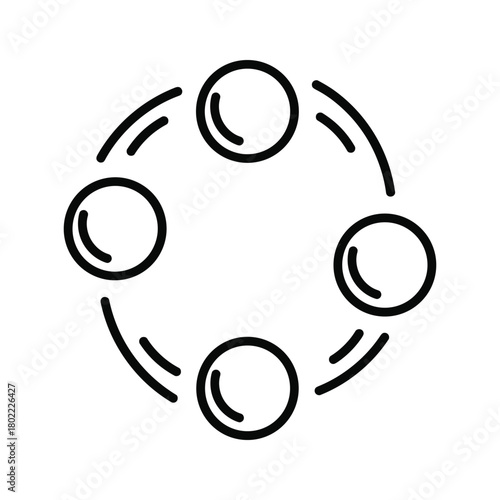 Circular process flow icon illustrating four elements in a continuous loop, dynamic rotation, and interconnected system cycle