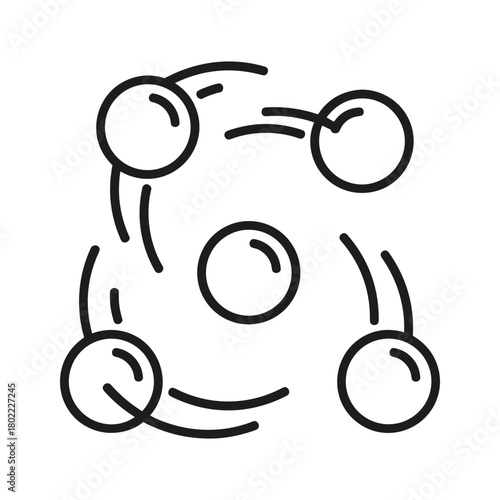 Centralized network connection hub icon, data flow and communication symbol, representing interactive system concept.