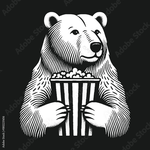 Polar Bear with Popcorn: A Cinematic Delight.