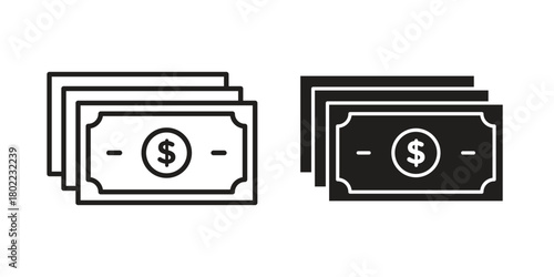 Cash icon for web, app, infographic.