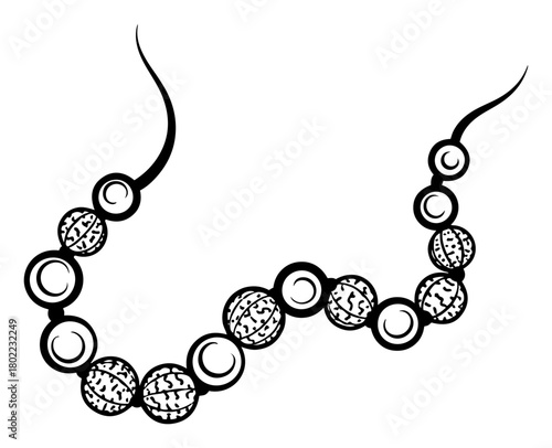 Rudraksha Japa Mala Hindu Spiritual Prayer Beads Vector Illustration
