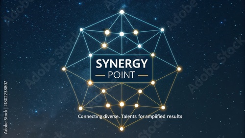 Geometric Network of Luminous Points and Lines Connecting for Synergy Point Business Concept