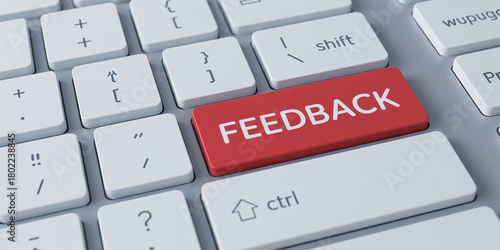 Red Keyboard Key Labeled Feedback with Computer Keyboard Background button