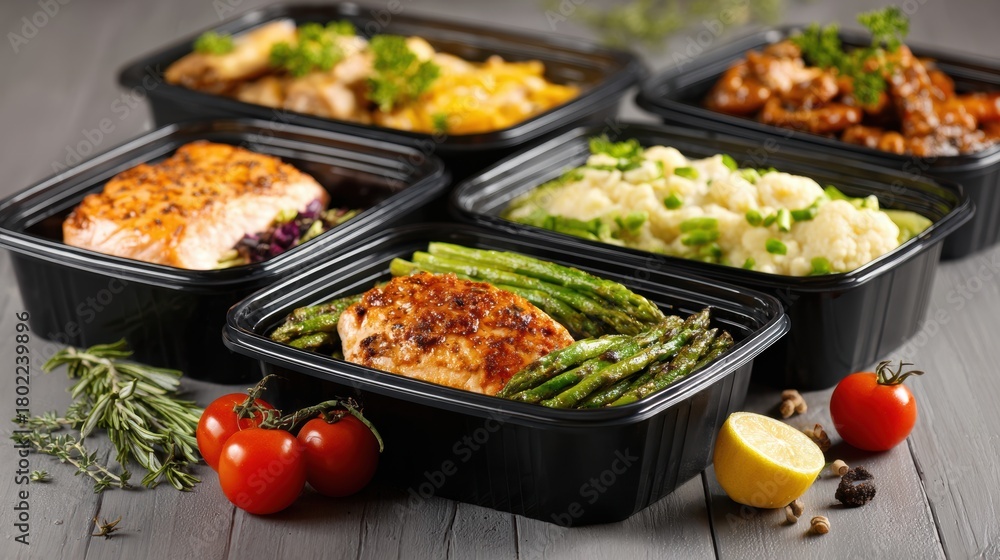 Fototapeta premium Foods for Arthritis Relief. Delicious meal prep containers with various healthy dishes and fresh ingredients.