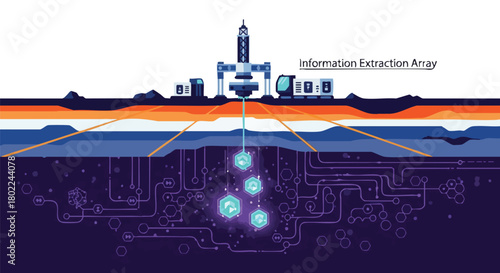 A futuristic information extraction array illustration showcases advanced technology for data retrieval and analysis, emphasizing innovation and digital transformation.