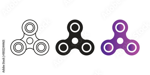 Fidget Spinner Icon Set: Anxiety, Stress Relief, Toy Vector Pack