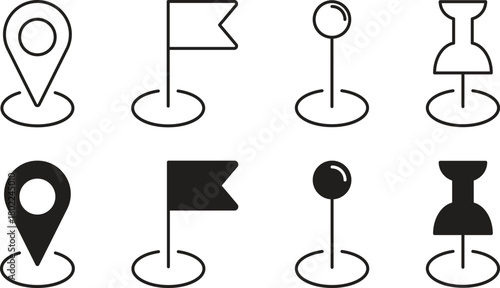 Map Location Pin and Marker Icons Vector Set