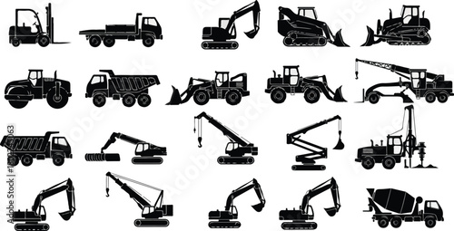 Complete Illustration of Heavy Equipment and Construction Vehicles
