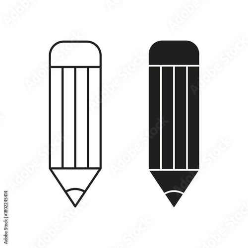Short Pencil Icon Set: Drawing, Editing, and Writing Symbol