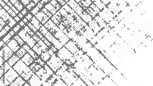 Worn down wallpaper pattern design. Broken plaster and grunge damask effect. Abstract grunge black and white distressed texture background with vintage noise effect. 