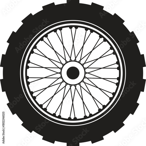 Rugged Off-Road Spoked Wheel Vector Illustration