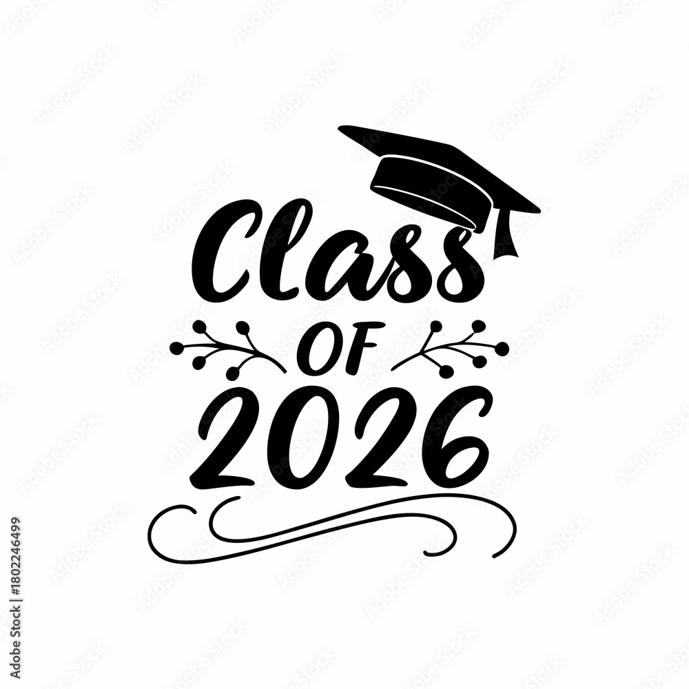 Obraz premium Celebrate the class of 2026 with this elegant graduation design isolated on perfect for cards, invitations, and decorations
