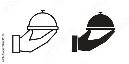 Hand holding tray icon for web, app, infographic.