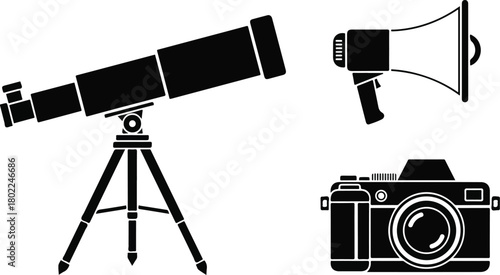 Communication Observation Equipment Icons include a camera and binoculars
