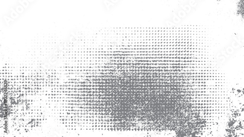 Rubbed aged texture with a halftone raster pattern.  Monochrome abstract splattered background. 