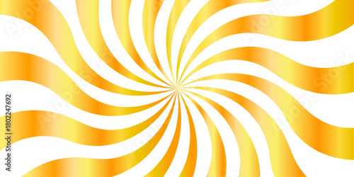 Fractal vector backdrop burst retro golden and orange sunburst  backdrop wallpaper background .Symmetrical curved segments, ahypnotic, sunburst optical illusion. Swirling motion dynamic vintage.