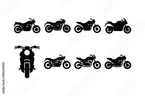 Motorcycle Silhouette Icon Set Vector Illustration