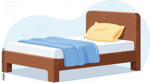 Minimalist Wooden Bed Illustration