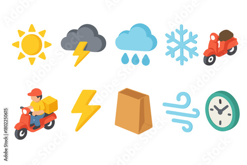 Weather, logistics 3d icon set. Weather, delivery, logistics icons 3d collection