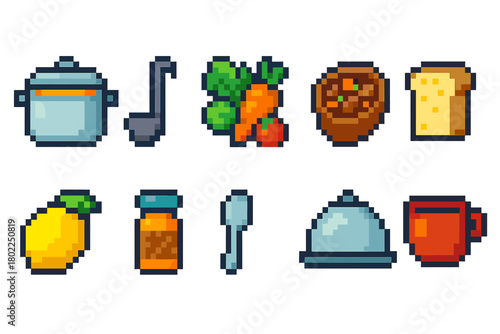 Cooking and food icon set. Flat culinary and kitchen essentials collection